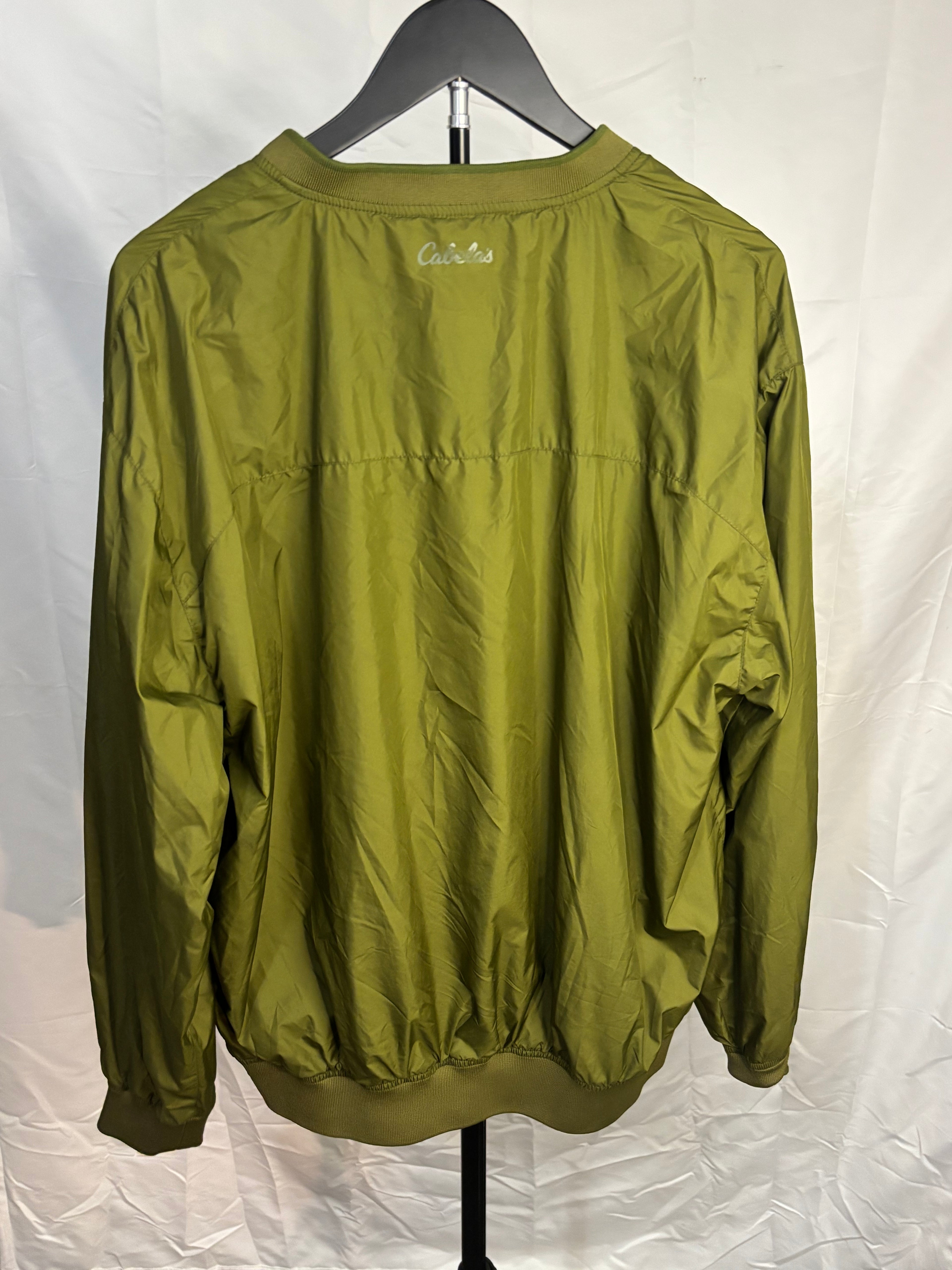 Men's Olive Green Cabelas V-Neck Pullover - Large